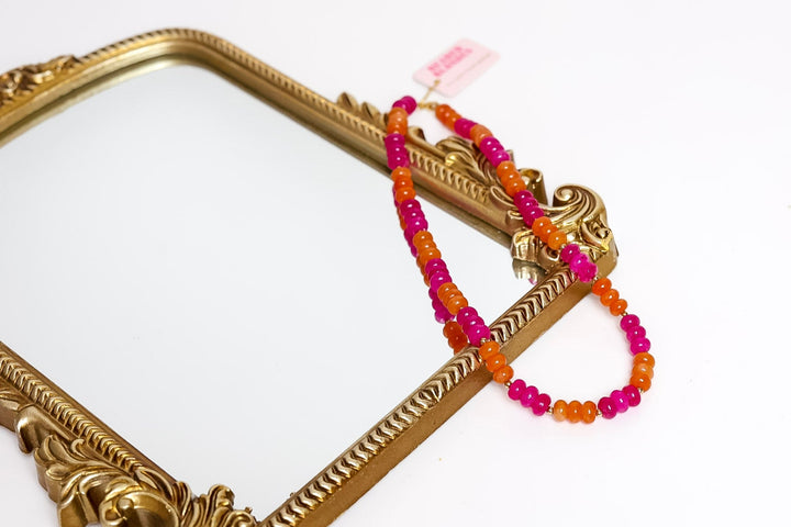 Beaded Blondes | Magenta & Orange Colorblock Gemstone Necklace