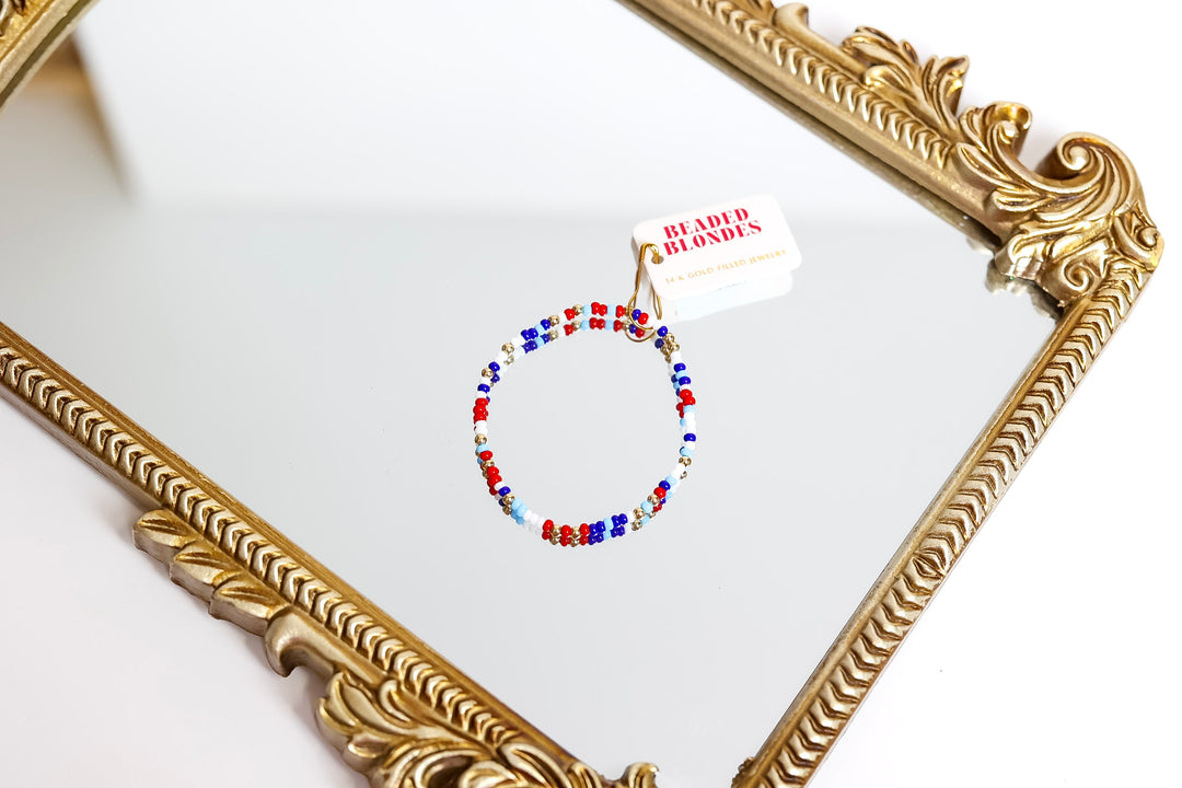 Beaded Blondes | Red, White & Blues Sprinkle Stretchy Bracelet