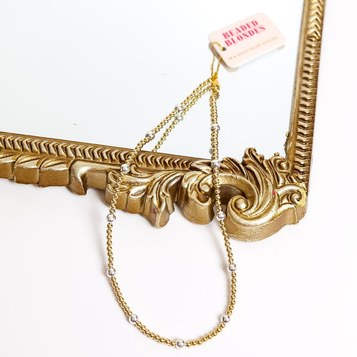 Beaded Blondes | Olive Gold with Silver Beaded Necklace - Mixed Metals