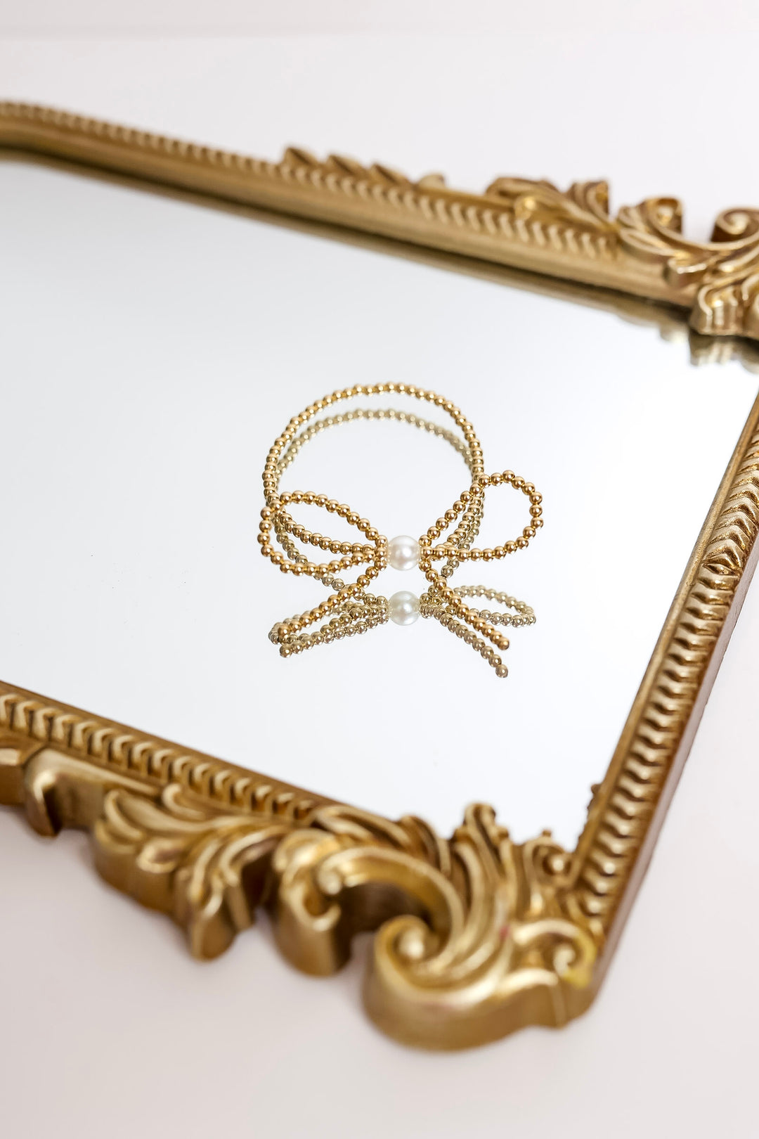 Beaded Blondes | Gold Bow Bracelet with Pearl Accent