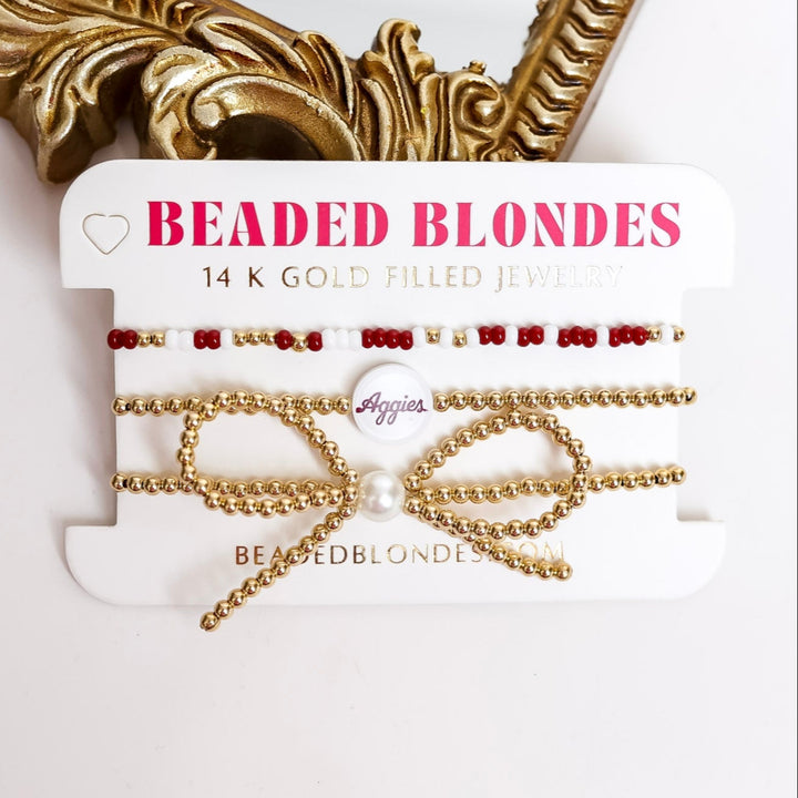 Beaded Blondes | Set of 3 | Texas A&M Gameday Bracelet Stack