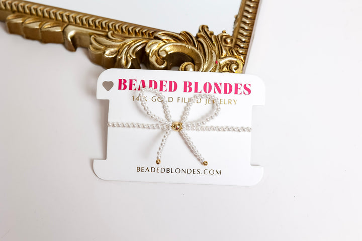 Beaded Blondes | Pearl Bow Bracelet