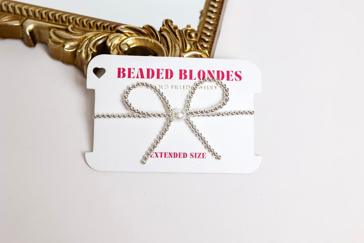 Beaded Blondes | Silver Bow Bracelet