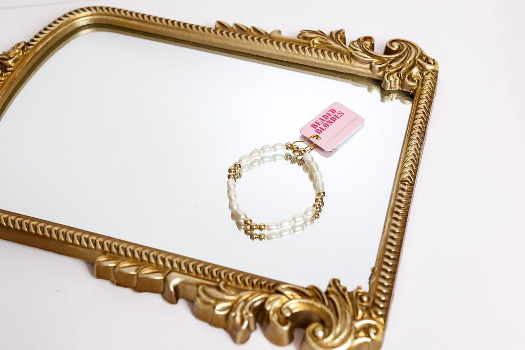 Beaded Blondes | Willow Pearl Bracelet in Gold