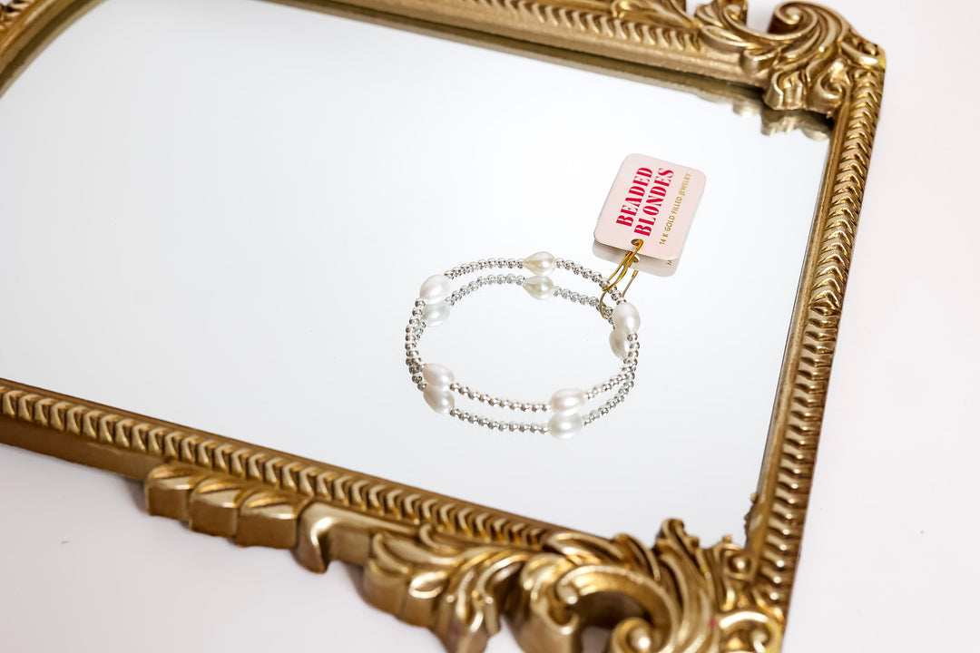 Beaded Blondes | Poppi Pearl Bracelet in Silver
