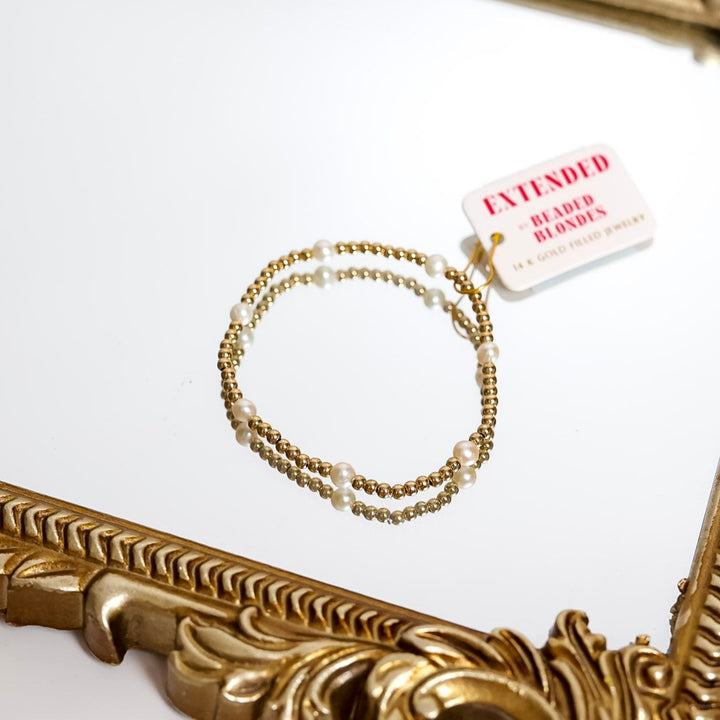 Beaded Blondes | Kate Pearl Bracelet in Gold