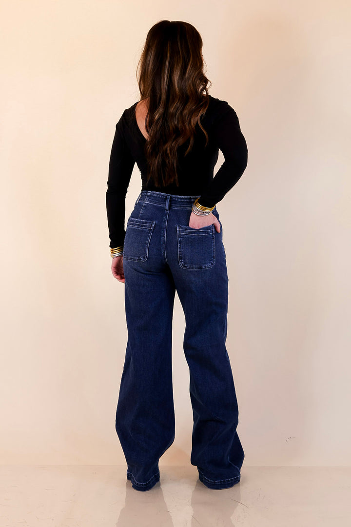 Risen | Always on Point Wide Leg Trouser Jeans in Dark Wash