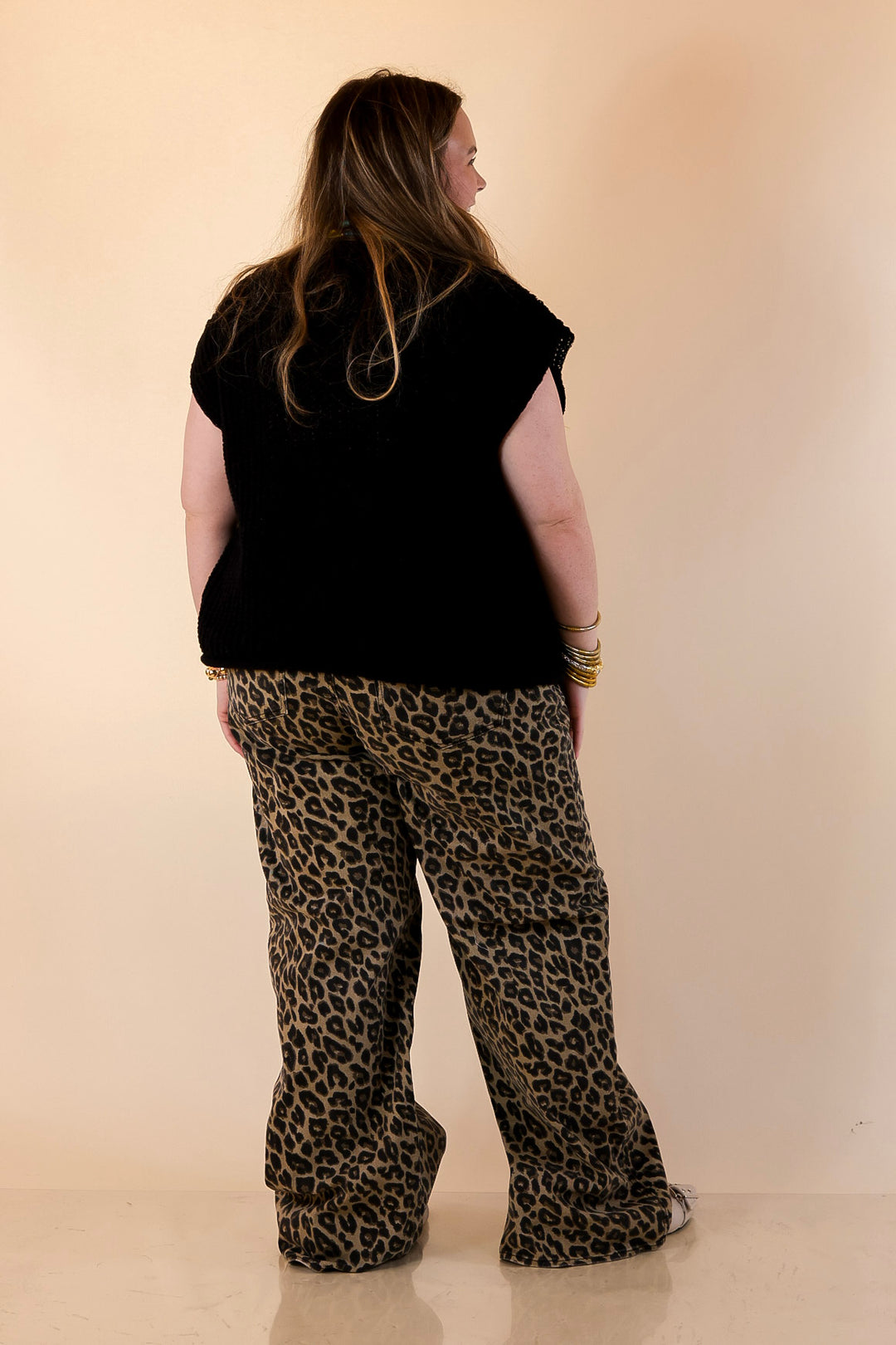 Plus | Risen | Naturally Bold Straight Wide Leg Jean in Cheetah Print