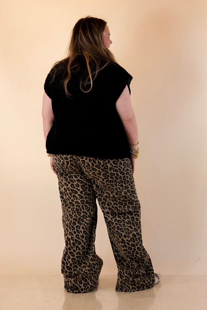 Plus | Risen | Naturally Bold Straight Wide Leg Jean in Cheetah Print