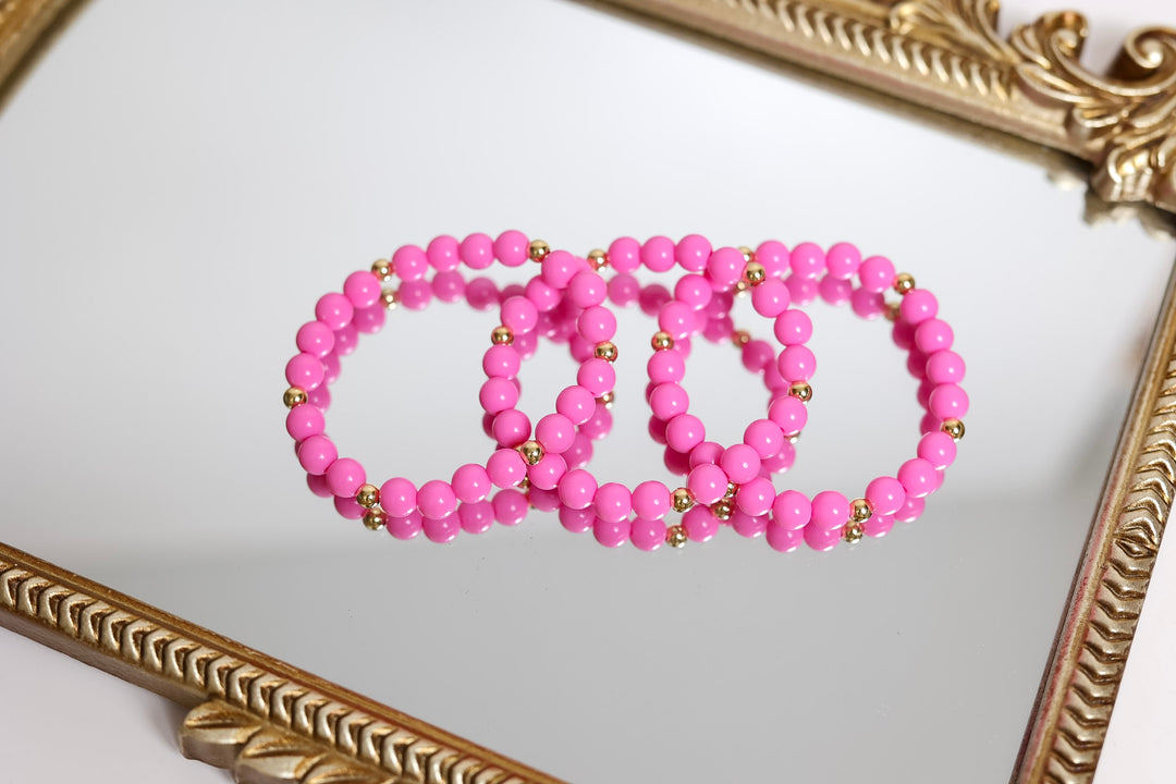 Beaded Blondes | Set of Three | Hot Pink Bubble Bracelet Set