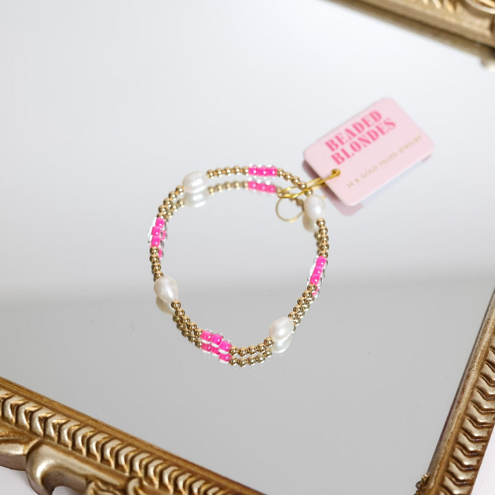 Beaded Blondes | Hot Pink Pearl Poppi Bracelet