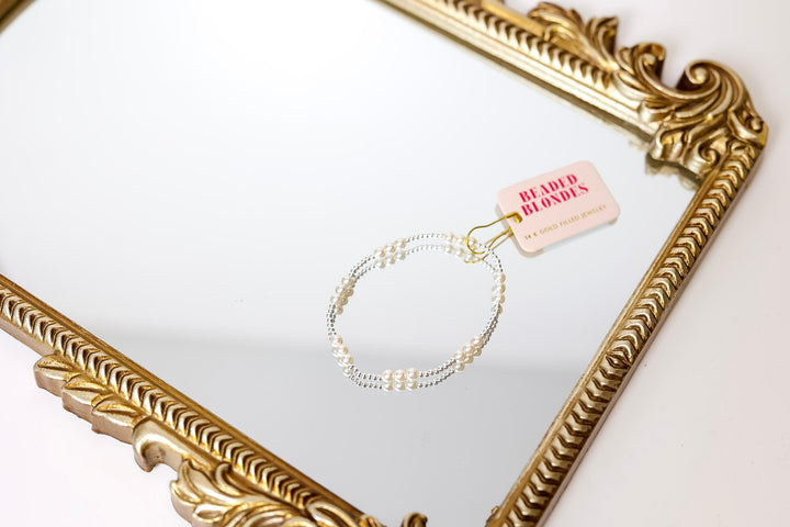 Beaded Blondes | ILY Pearl Bracelet in Silver