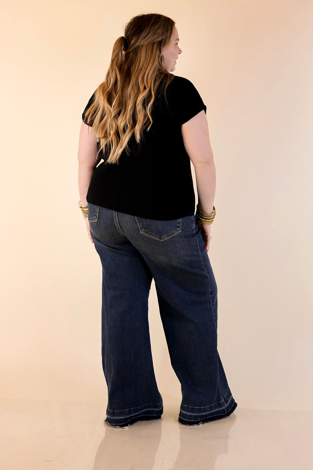 Repeat Ready Cap Sleeve Sweater with Front Pocket in Black