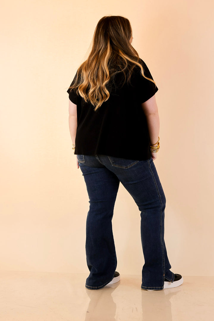 Always in Style Short Sleeve Mock Neck Top in Black