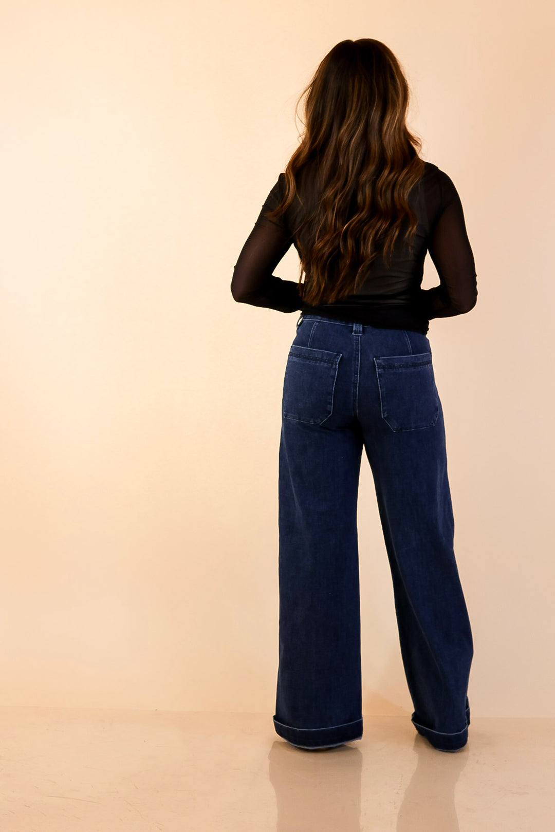 The Essential Layer Solid Sheer Mesh Long Sleeve Top in Black