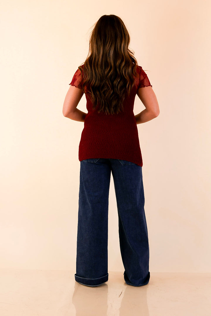 Effortlessly Elevated Textured Knit Front Clasp Sweater Vest in Maroon