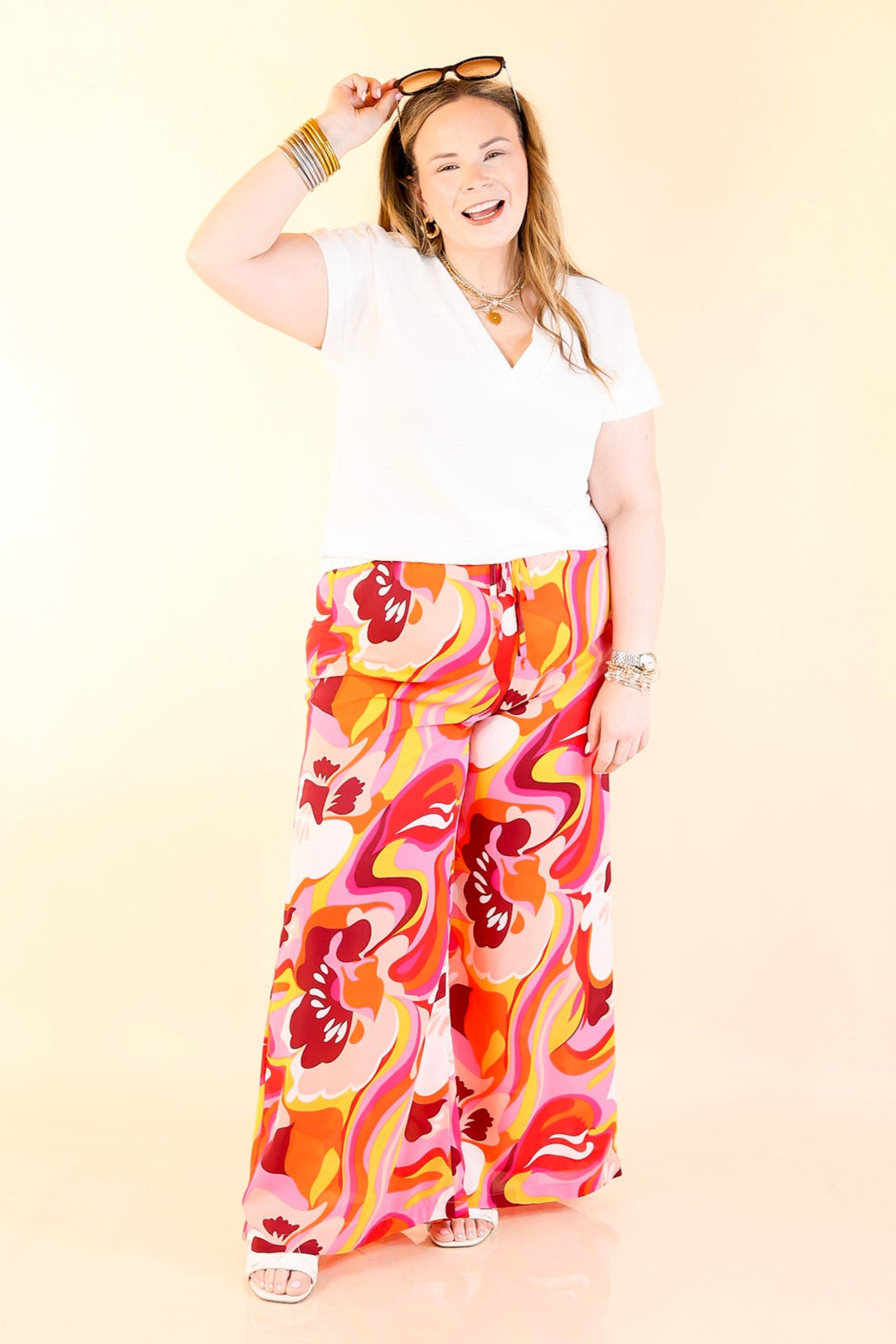 Dance with Me Straight Leg Pants in Pink Mix