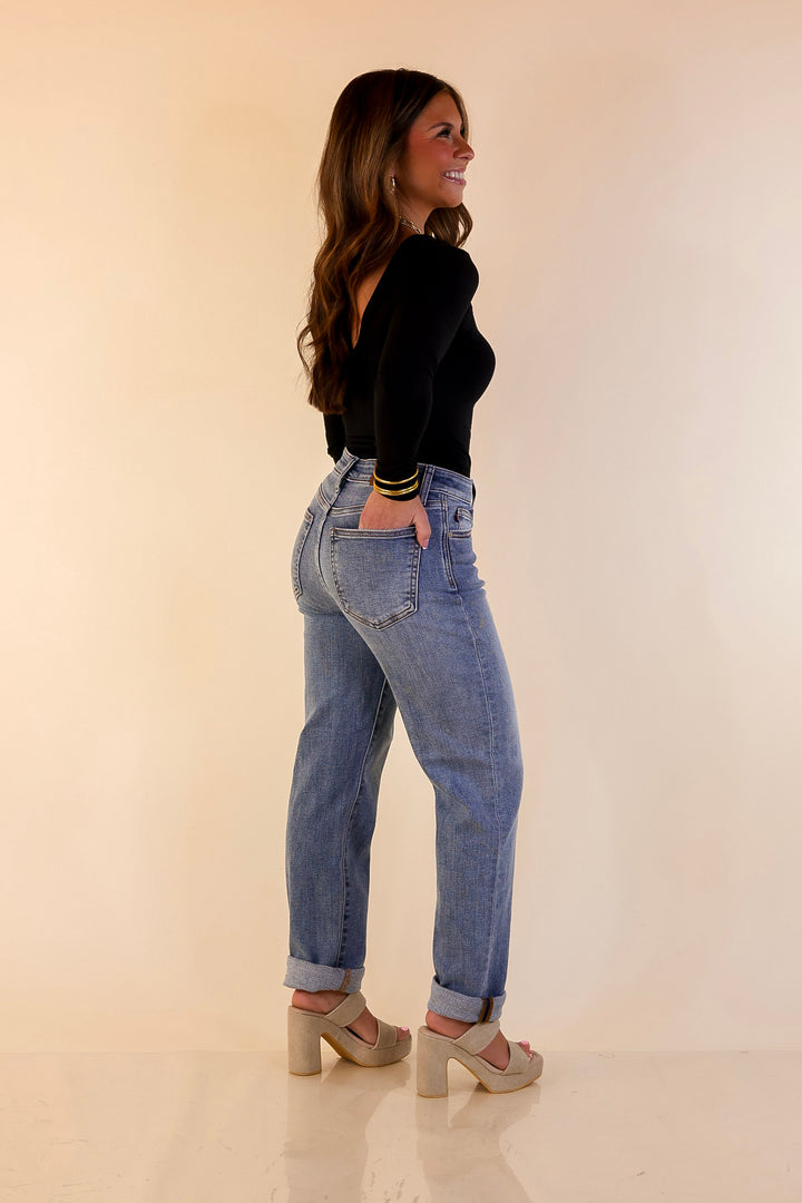Judy Blue | Cool and Collected Boyfriend Denim Jeans in Medium Wash