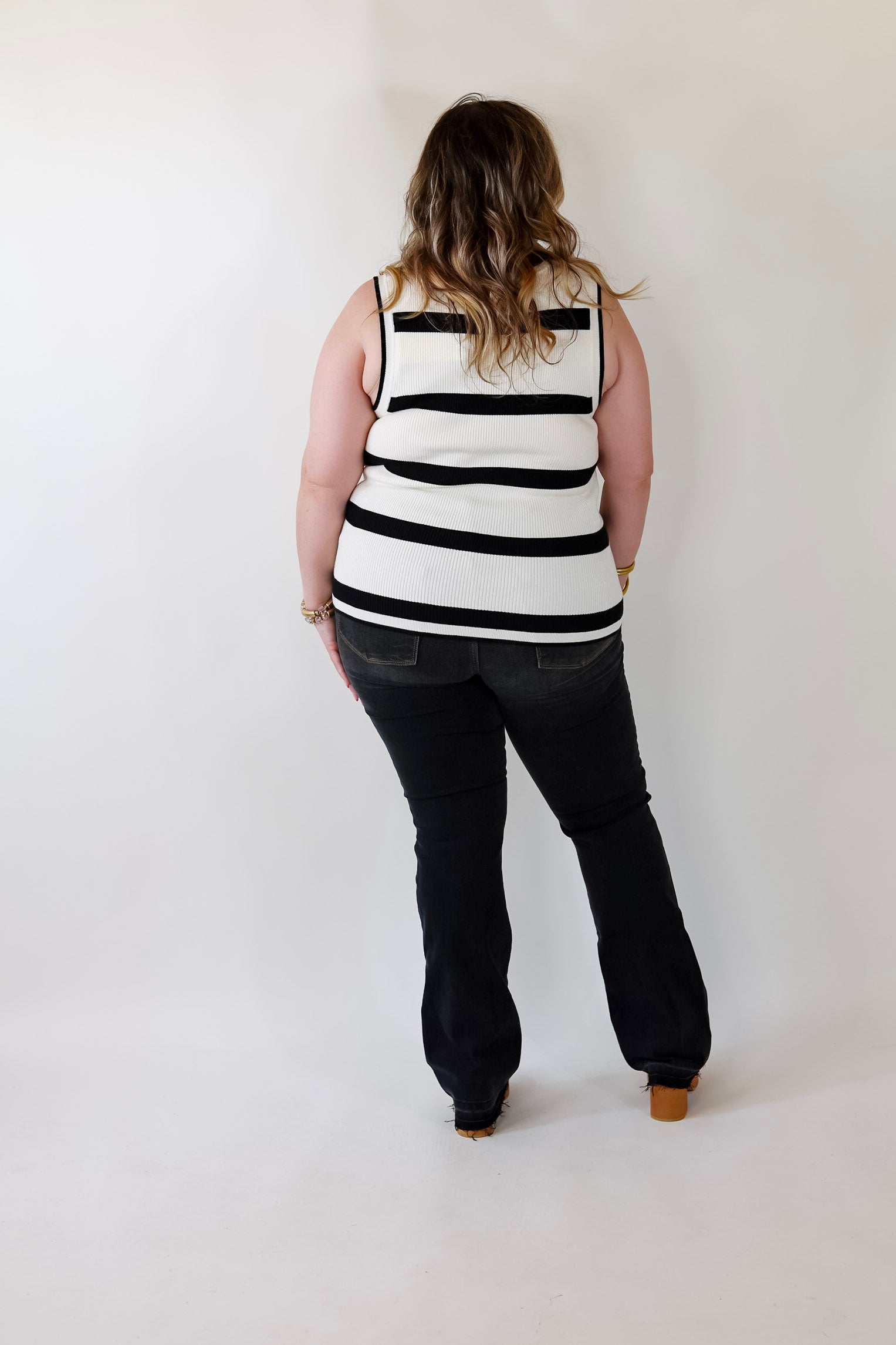 Made For Shade Striped Sweater Tank Top in Black - Giddy Up Glamour Boutique