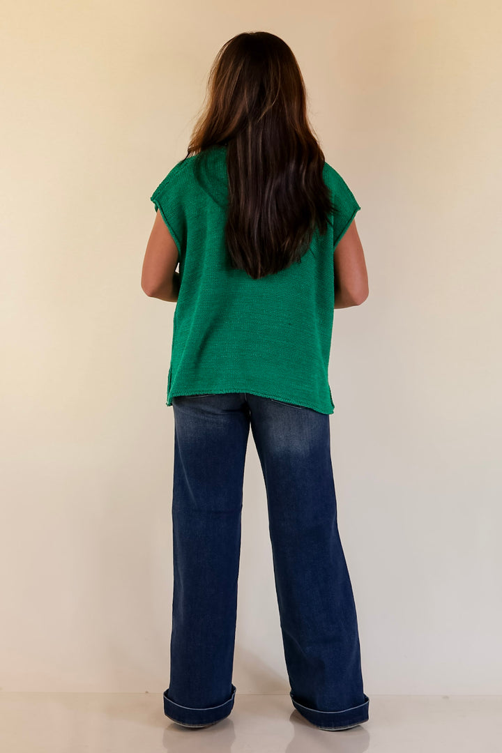 Forever Favorite Oversized Crew Neck Sweater Vest in Kelly Green