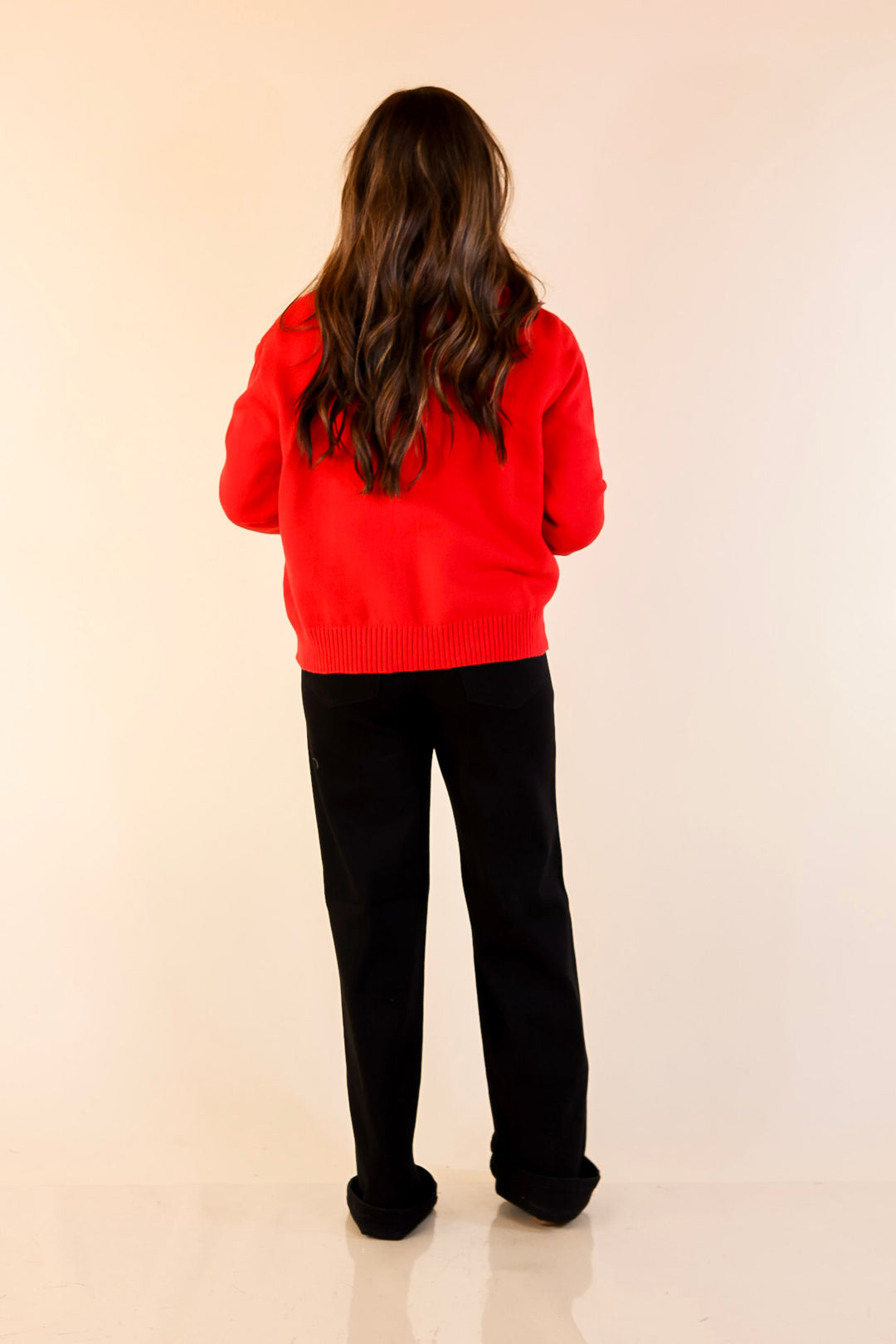 Christmas on the Plaza Sequin Nutcracker Button Up Cardigan in Red