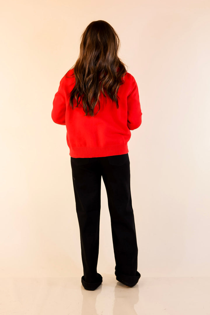 Christmas on the Plaza Sequin Nutcracker Button Up Cardigan in Red