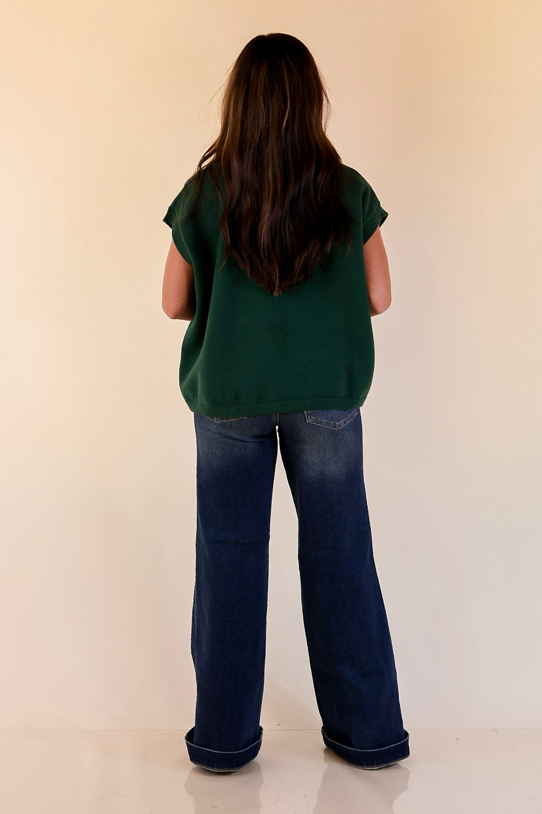 Effortlessly Yours Short Sleeve Oversized Sweater in Forest Green