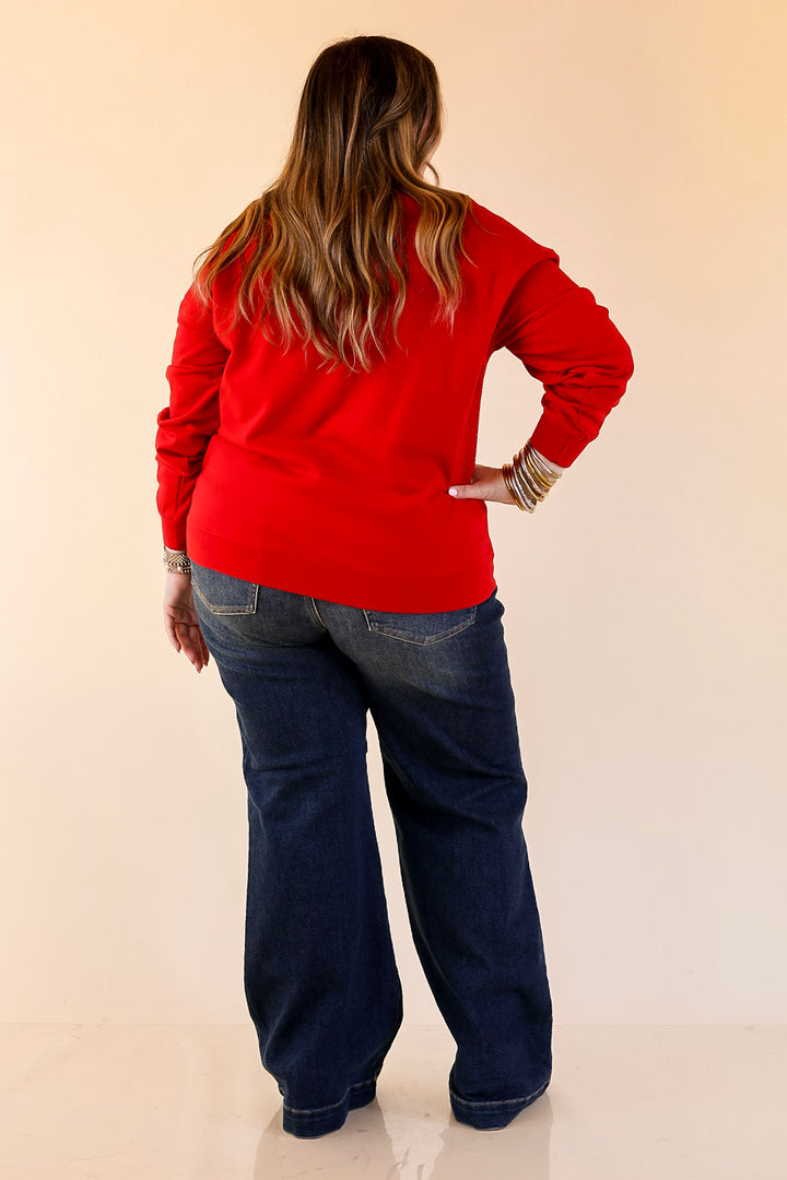 Mud Pie | Season's Sippings Oversized Sequin Cocktail Graphic Sweatshirt in Red