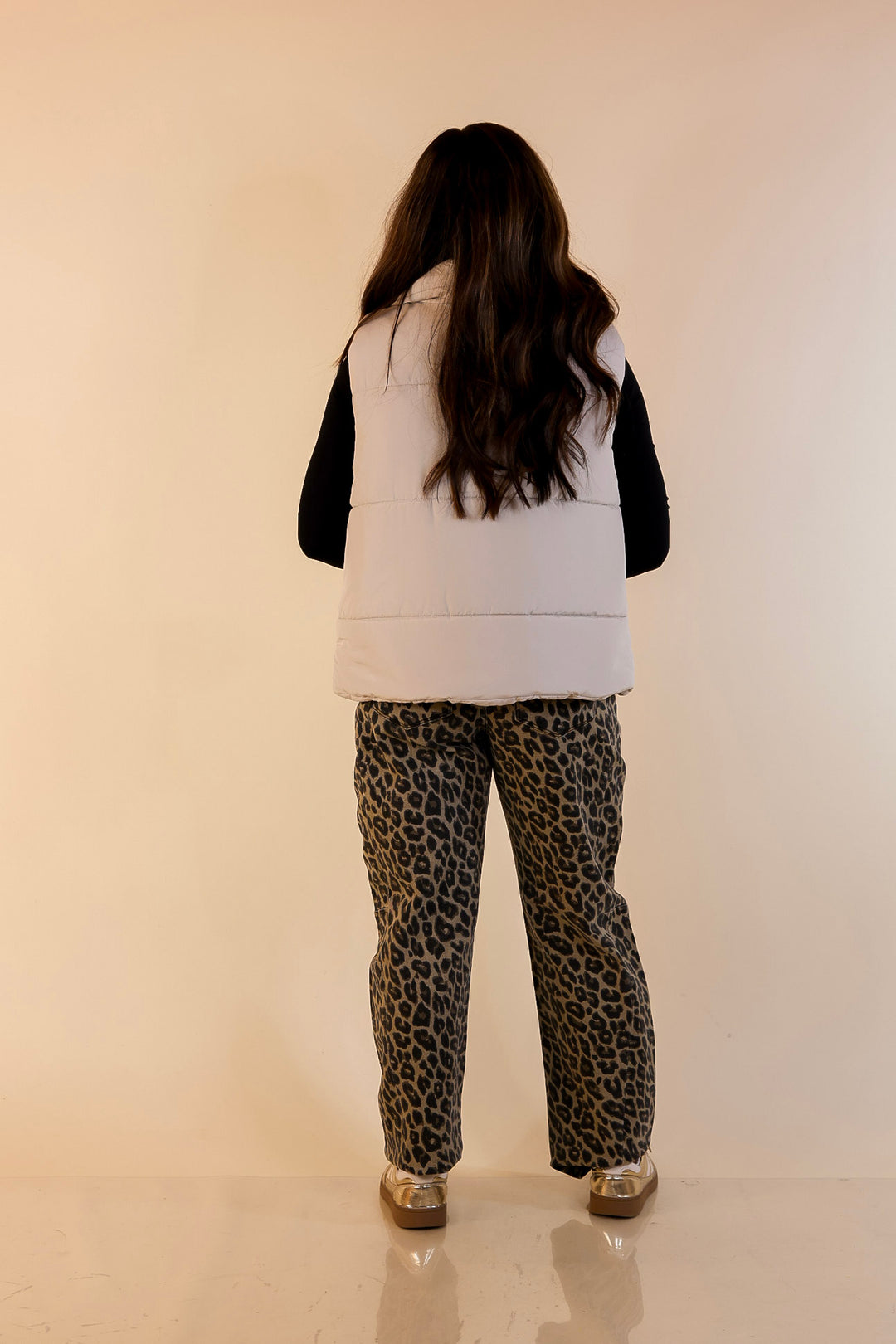 Evergreen Escape High Neck Puffer Vest in Cream