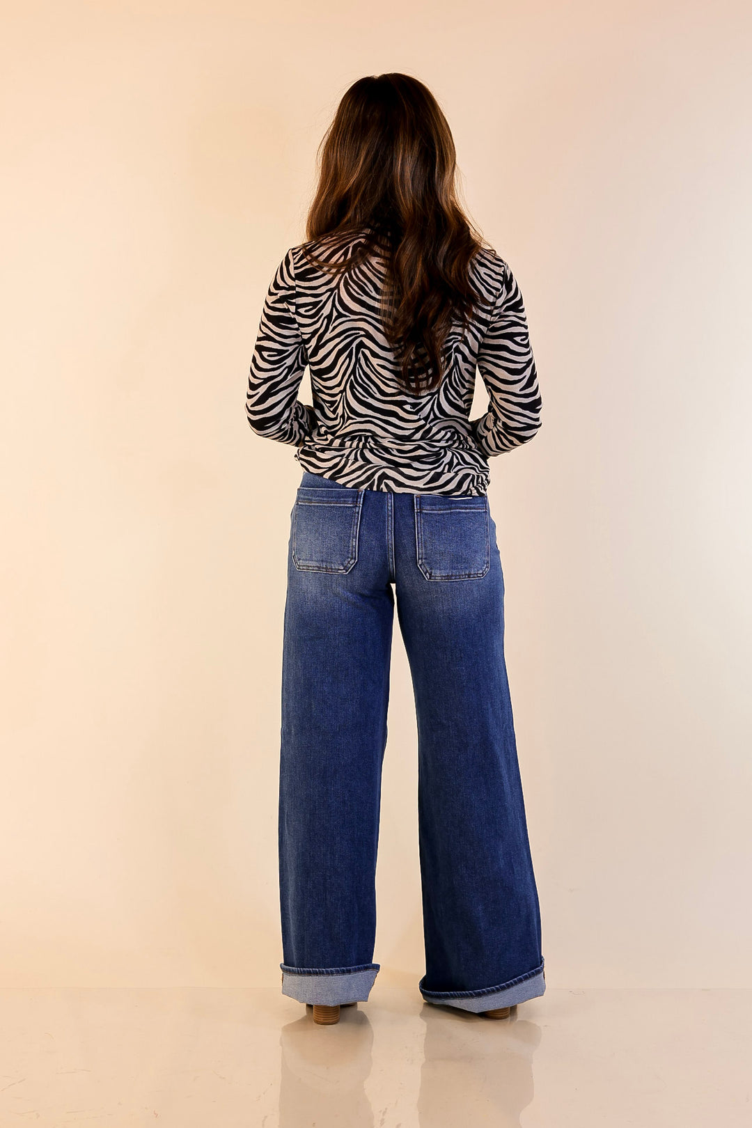 Sheer Confidence Zebra Print Mesh Long Sleeve Top in Black and Ivory