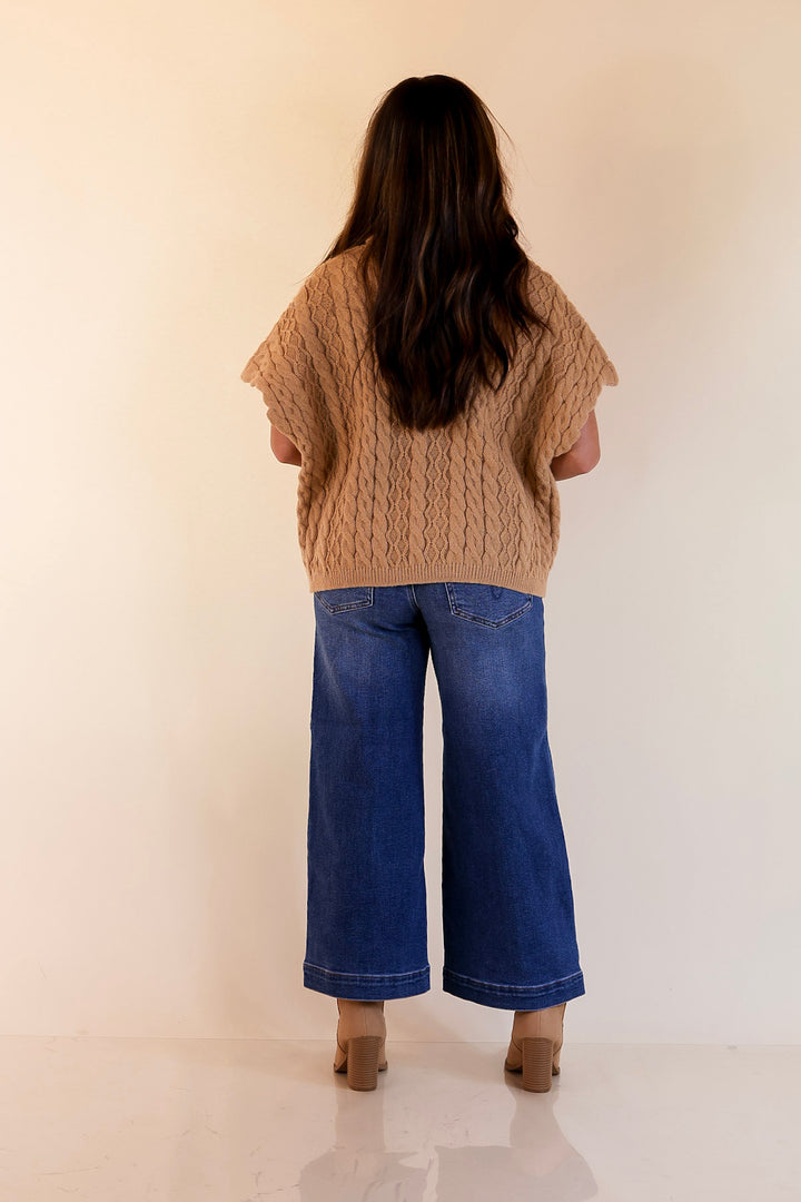 Knit to Be Cable Knit Turtleneck Sweater in Taupe