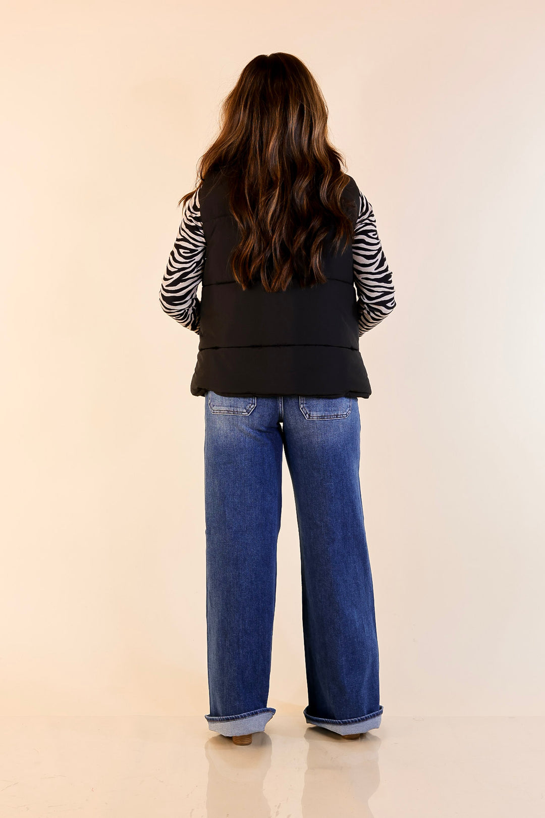 Evergreen Escape High Neck Puffer Vest in Black