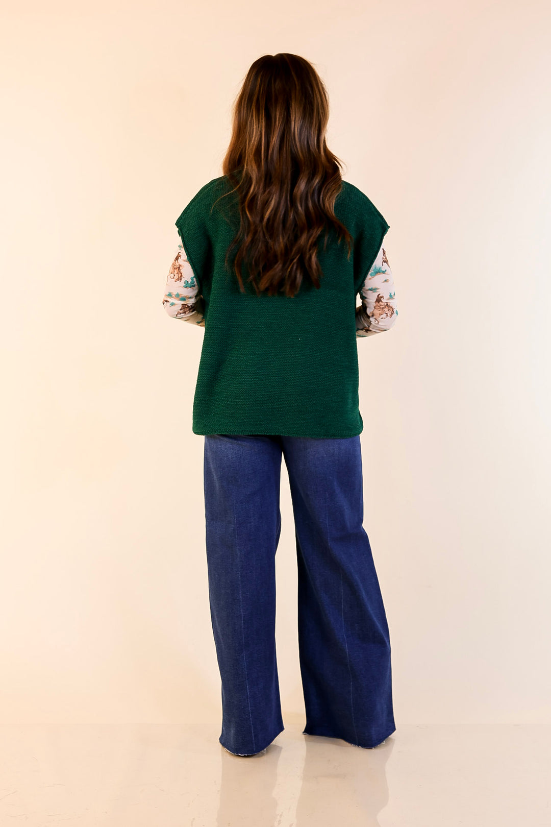 Forever Favorite Oversized Crew Neck Sweater Vest in Hunter Green