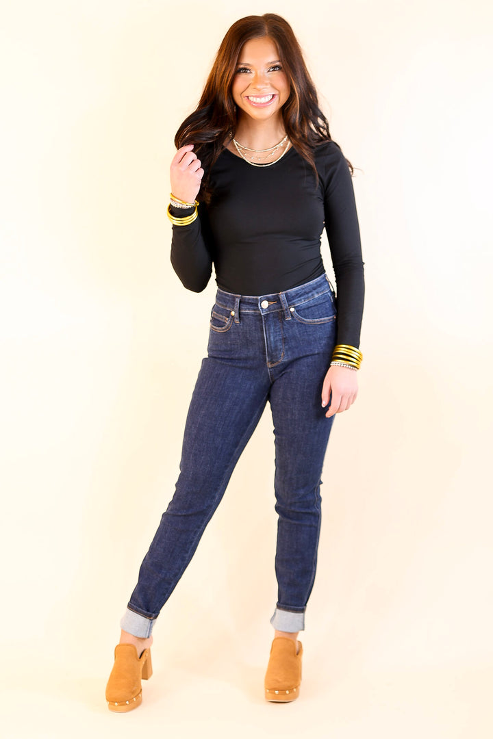 Judy Blue | Clean Cut Tummy Control Classic Skinny Jean in Dark Wash