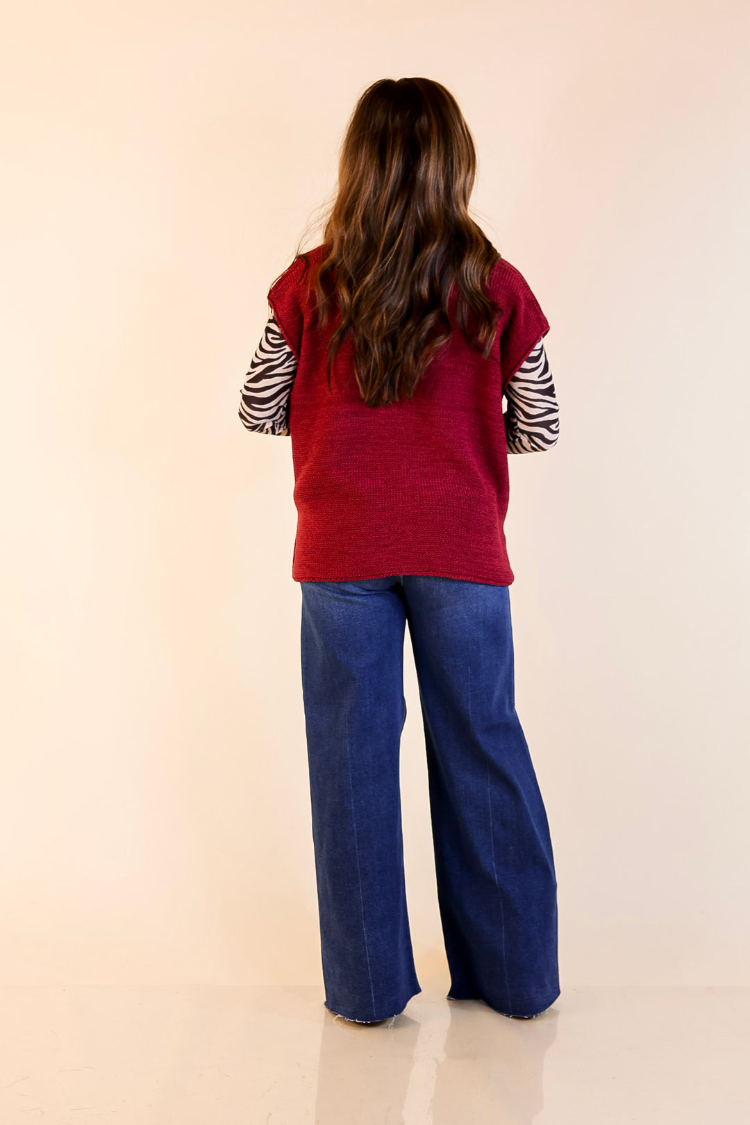 Forever Favorite Oversized Crew Neck Sweater Vest in Maroon