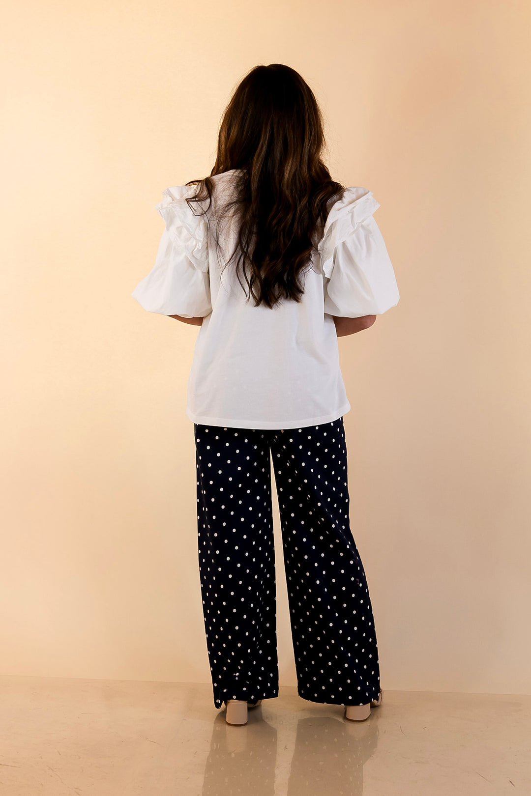 Mud Pie | Standout Style Ruffle Puff Sleeve Knit Top in White