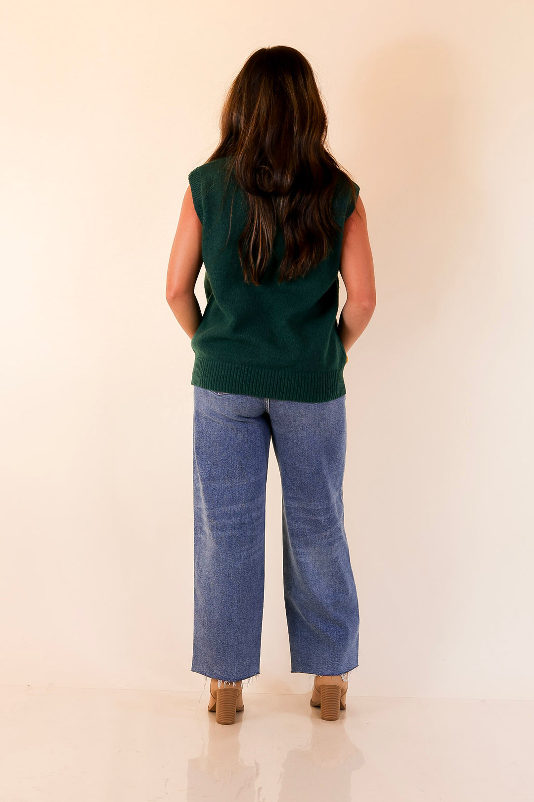 Vested Interest Knit V Neck Sweater Vest in Hunter Green