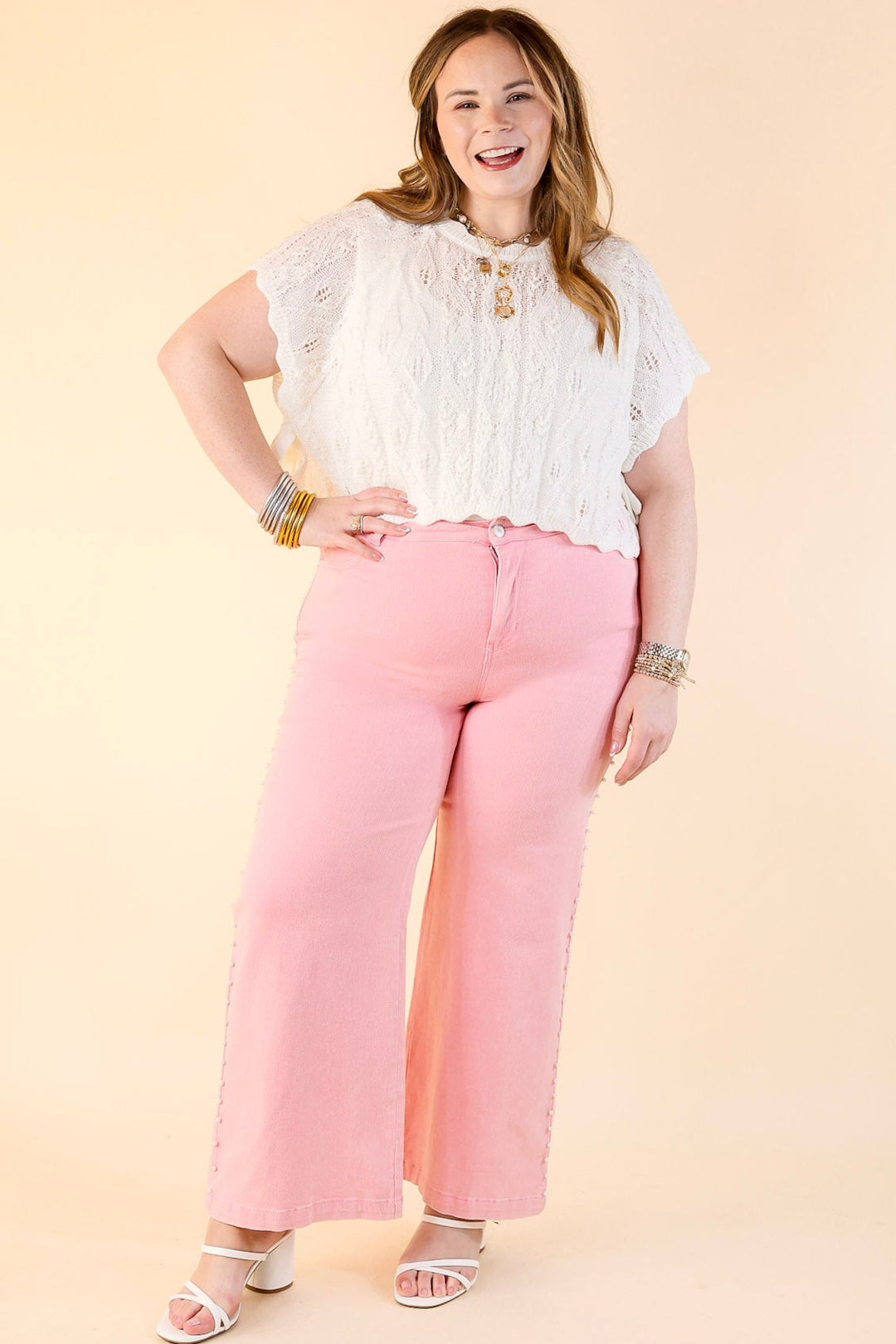 Simply Southern | Steal the Show Cropped Sweater Top with Bow Ties in Off White