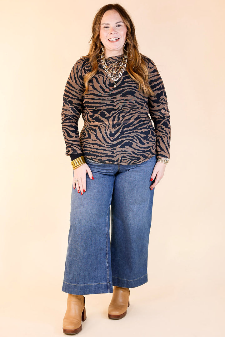 Try Your Luck Mesh Long Sleeve Top in Zebra Print