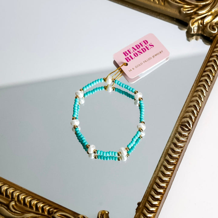 Beaded Blondes | Turquoise Pearl Bracelet