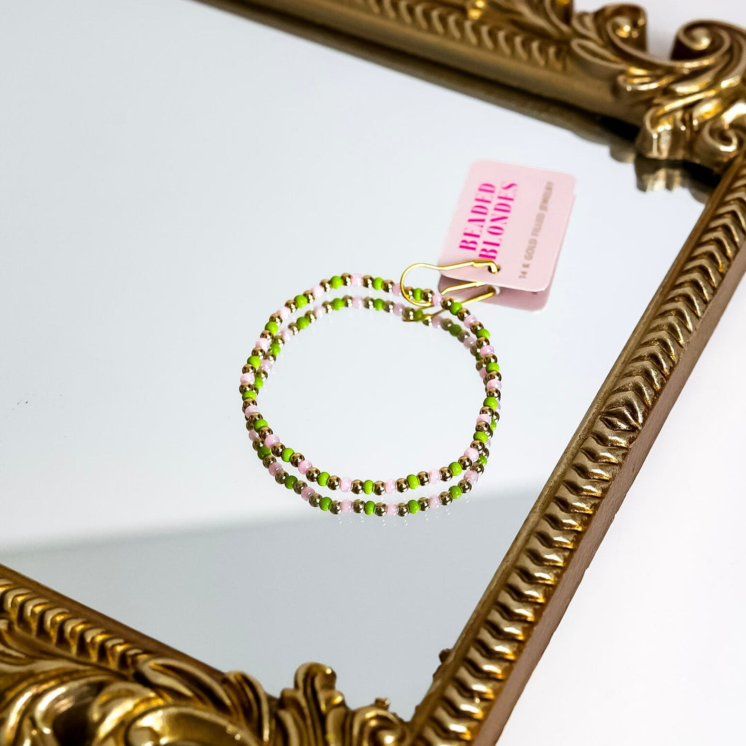 Beaded Blondes | Lime Green and Light Pink Demi Bracelet