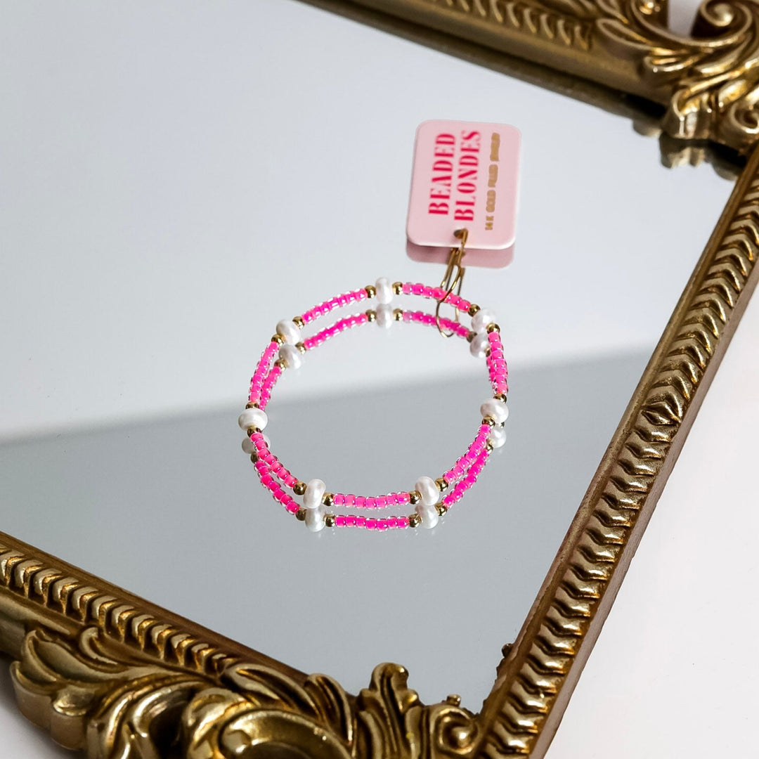 Beaded Blondes | Hot Pink Pearl Bracelet