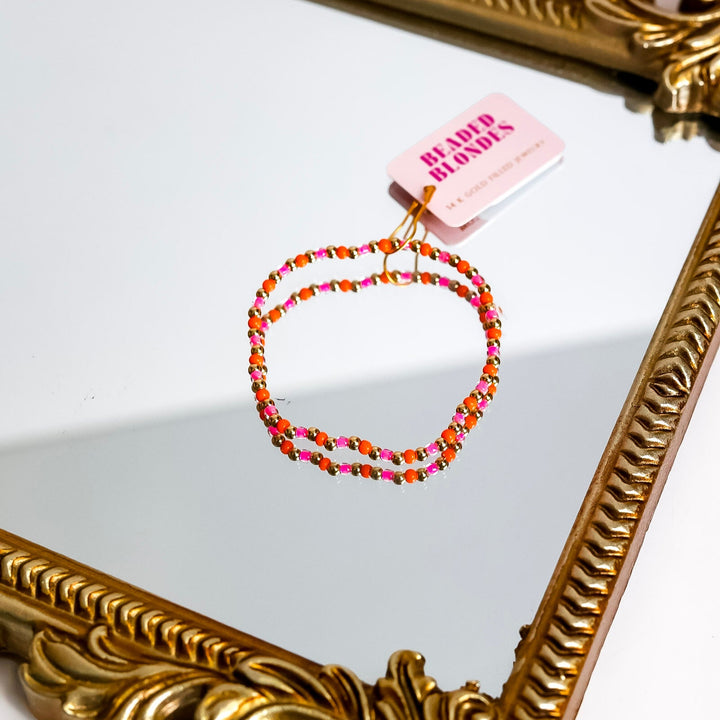 Beaded Blondes | Hot Pink and Orange Demi Bracelet
