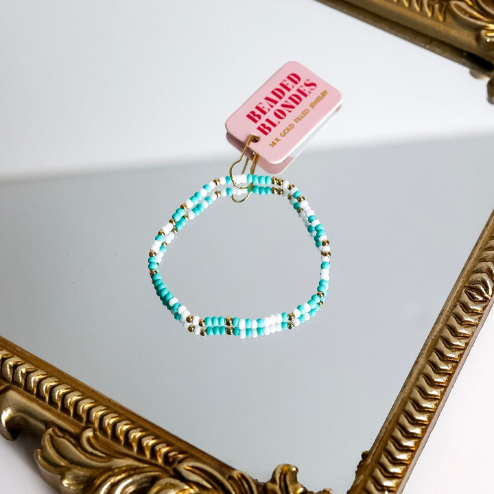 Beaded Blondes | Turquoise and White Sprinkle Bracelet