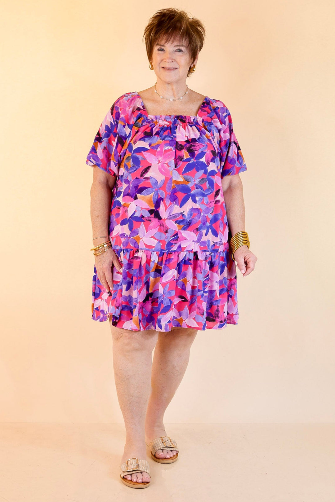 Blossoming Beauty Floral Print Dress in Magenta Pink