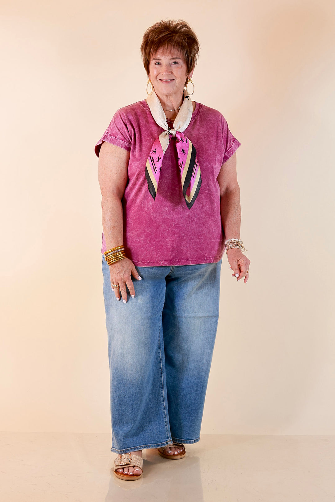 Chic Made Easy Short Sleeve Shirt in Plum Purple