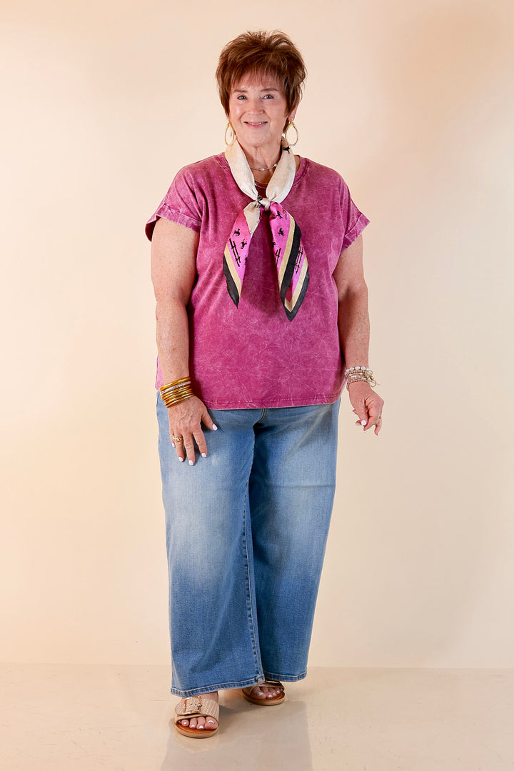 Chic Made Easy Short Sleeve Shirt in Plum Purple