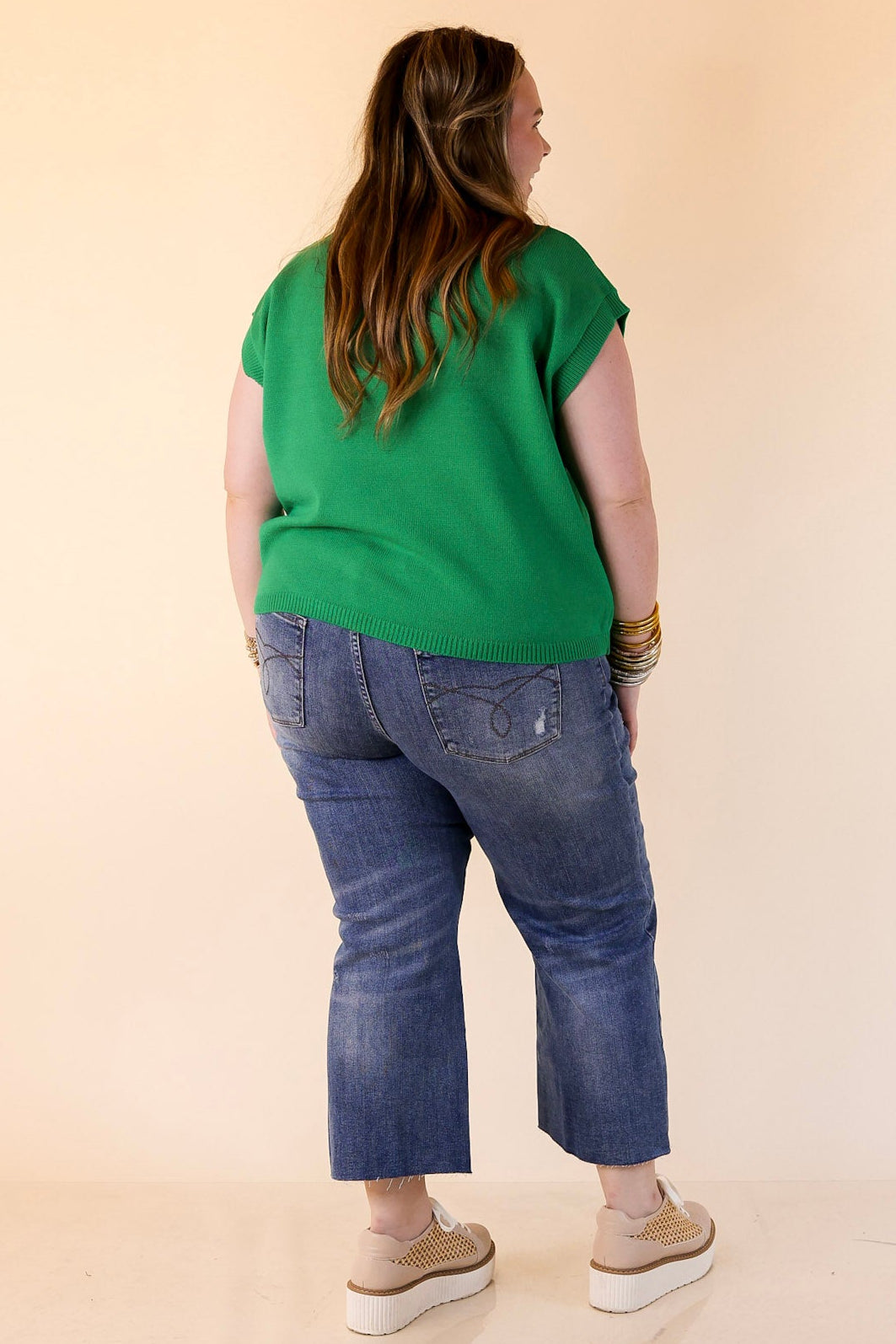 Effortlessly Yours Short Sleeve Crew Neck Sweater in Green