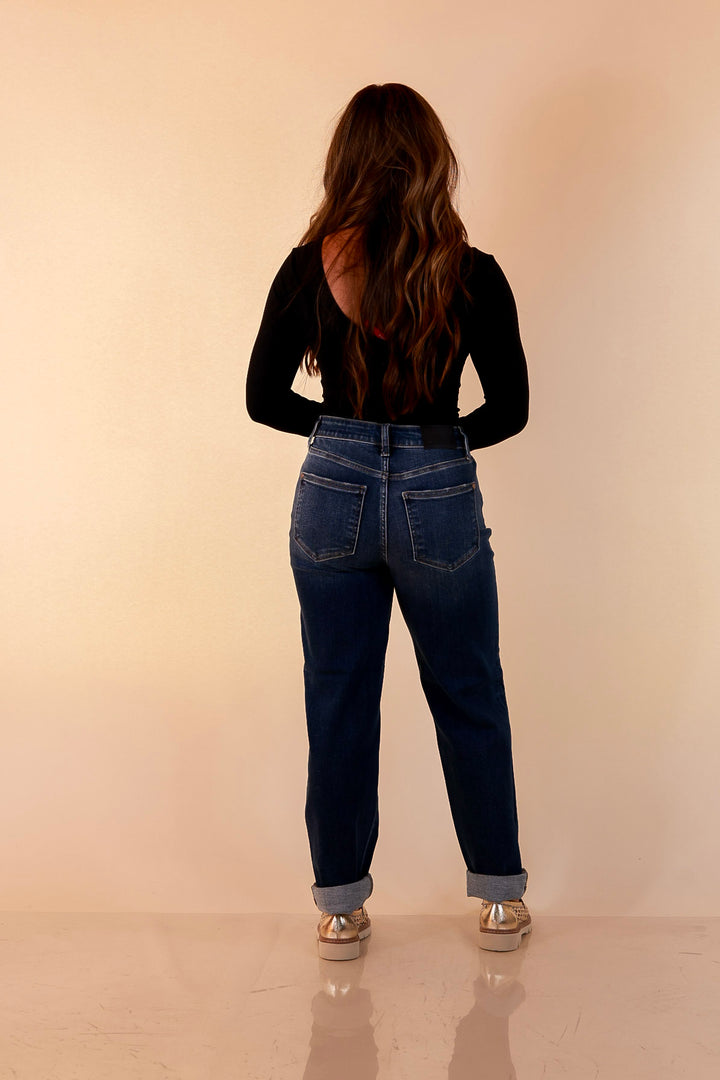 Judy Blue | Keep it Simple Billie Boyfriend Denim Jeans in True Indigo Dark Wash