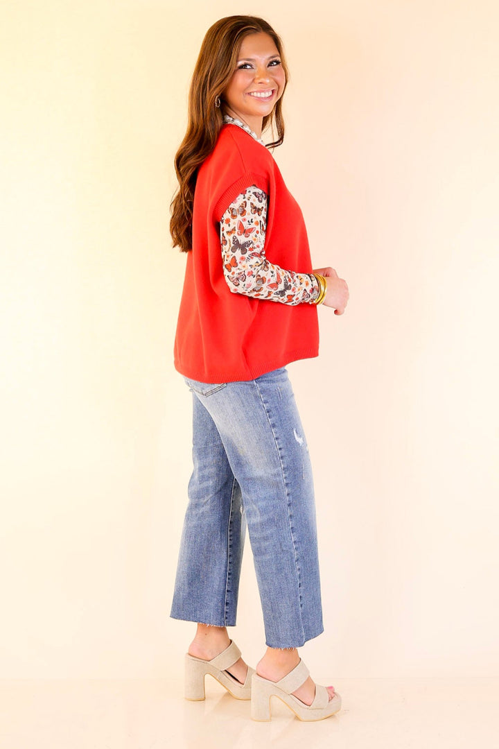 Effortlessly Yours Short Sleeve Oversized Sweater in Red